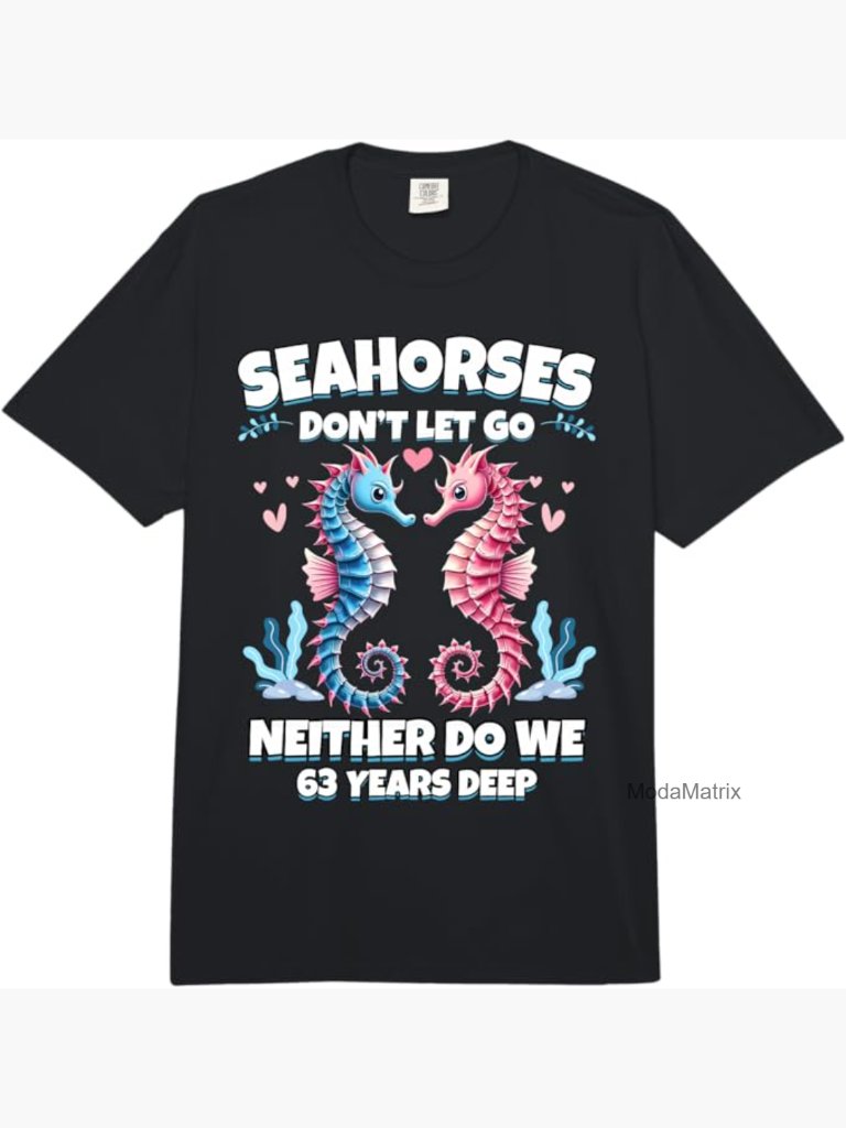 Adult Heavyweight T-Shirt - Couples Seahorse Anniversary Matching Set